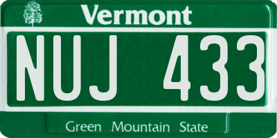 VT license plate NUJ433