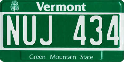 VT license plate NUJ434