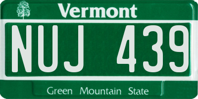 VT license plate NUJ439