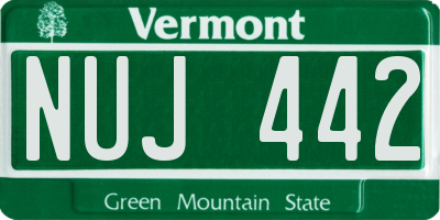 VT license plate NUJ442