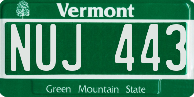VT license plate NUJ443