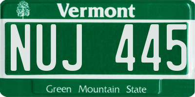 VT license plate NUJ445
