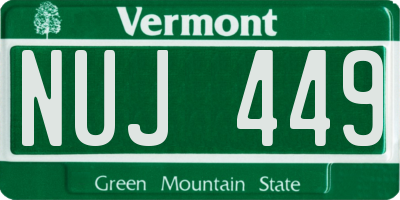 VT license plate NUJ449