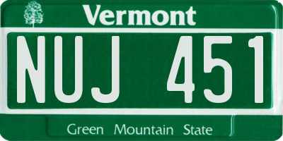 VT license plate NUJ451