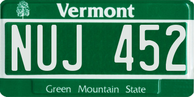 VT license plate NUJ452