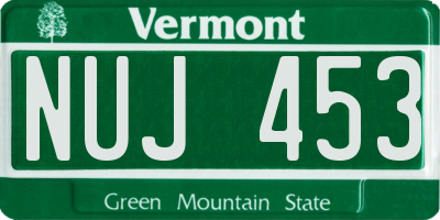 VT license plate NUJ453