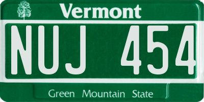 VT license plate NUJ454