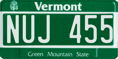 VT license plate NUJ455