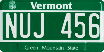 VT license plate NUJ456