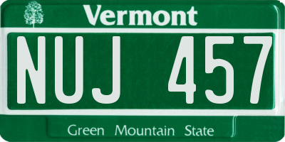 VT license plate NUJ457