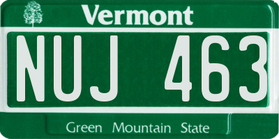 VT license plate NUJ463