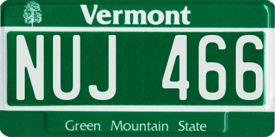 VT license plate NUJ466