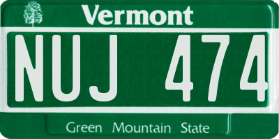 VT license plate NUJ474