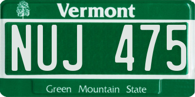 VT license plate NUJ475