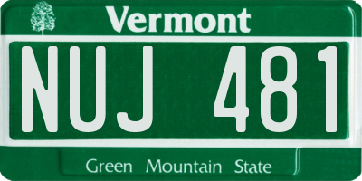VT license plate NUJ481
