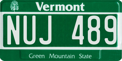 VT license plate NUJ489