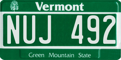 VT license plate NUJ492