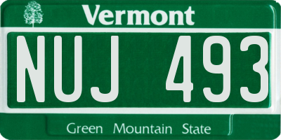 VT license plate NUJ493