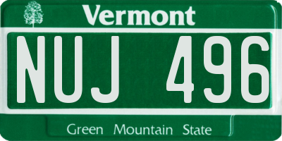 VT license plate NUJ496