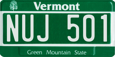 VT license plate NUJ501