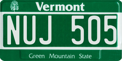 VT license plate NUJ505
