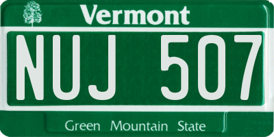 VT license plate NUJ507