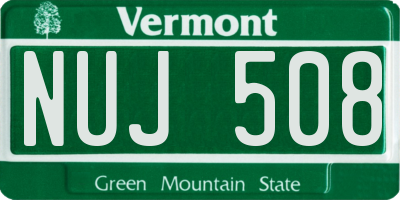 VT license plate NUJ508