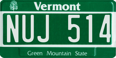 VT license plate NUJ514