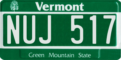 VT license plate NUJ517