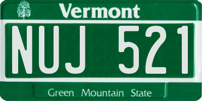 VT license plate NUJ521