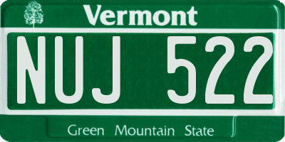 VT license plate NUJ522