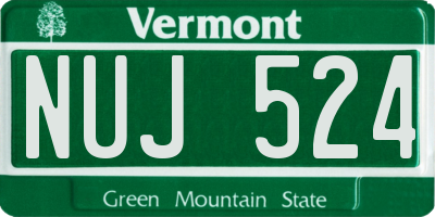 VT license plate NUJ524