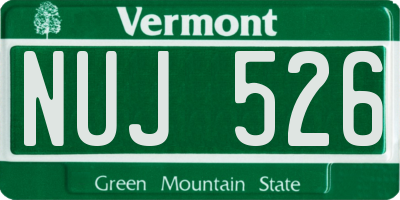 VT license plate NUJ526