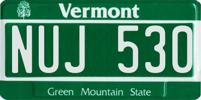VT license plate NUJ530