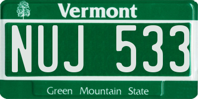 VT license plate NUJ533