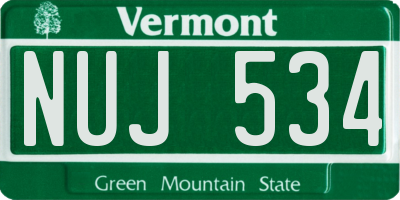 VT license plate NUJ534