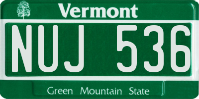 VT license plate NUJ536