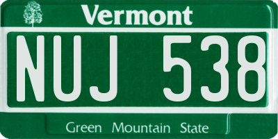 VT license plate NUJ538