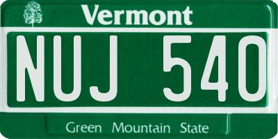 VT license plate NUJ540