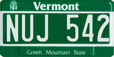 VT license plate NUJ542