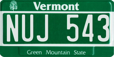VT license plate NUJ543