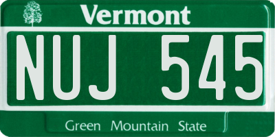 VT license plate NUJ545