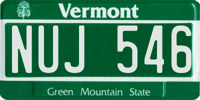 VT license plate NUJ546
