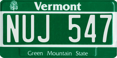 VT license plate NUJ547