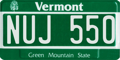 VT license plate NUJ550