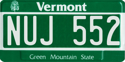 VT license plate NUJ552