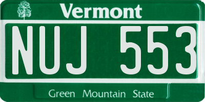 VT license plate NUJ553