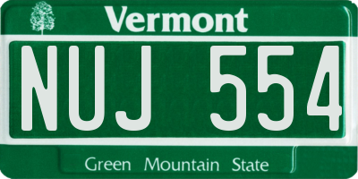 VT license plate NUJ554