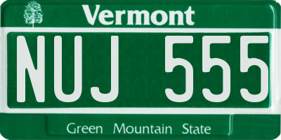 VT license plate NUJ555