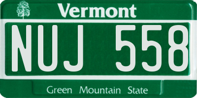 VT license plate NUJ558